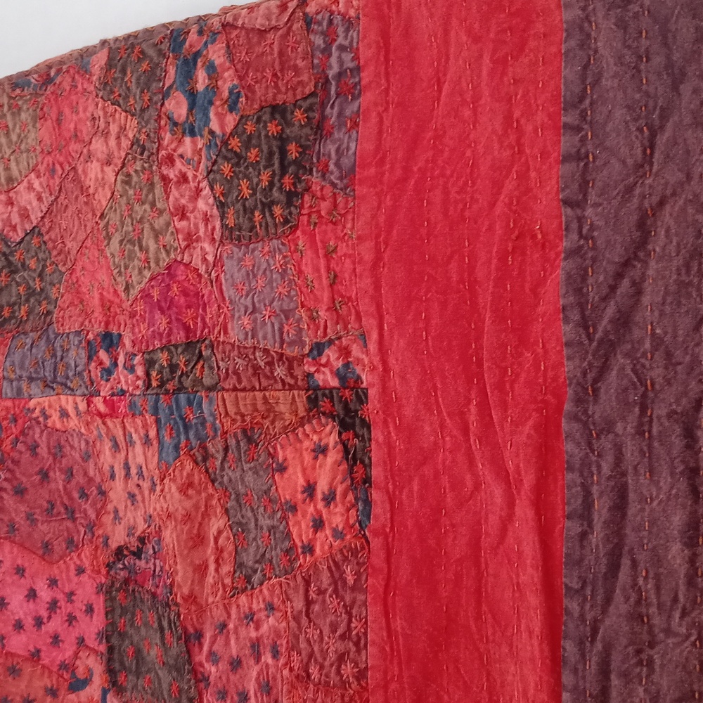 Unique Gorgeous King Size Vintage Patchwork Batik Bedspread from India - Picture 12 of 15